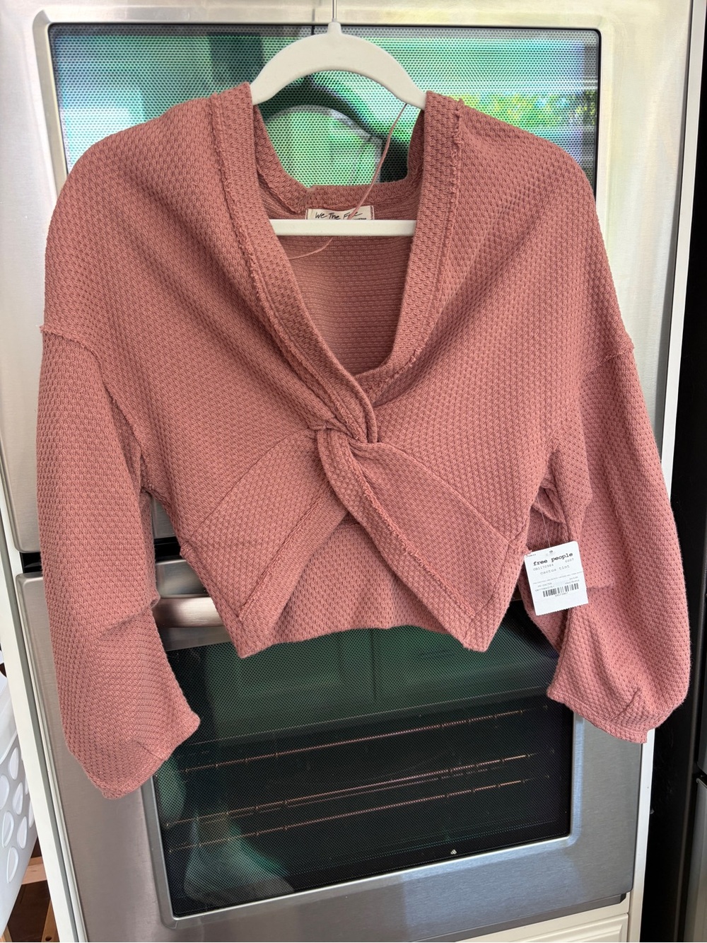 NWT Free People Fall For You Waffle Knit Twist Crop Top XS Cactus Tint (pink)